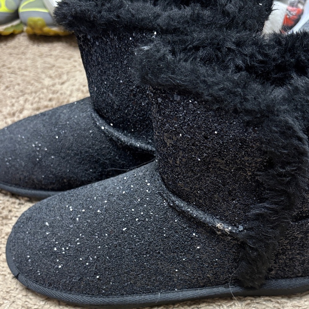 True Craft Black Glitter Ankle Boots